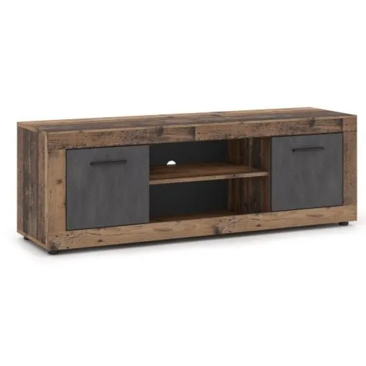 Szafka RTV LUNA 2D 140cm ciemny dąb old style/grafit matera | sklep MIRAT styl LOFT, SKANDYNAWSKI kolekcja WM-LUNA
