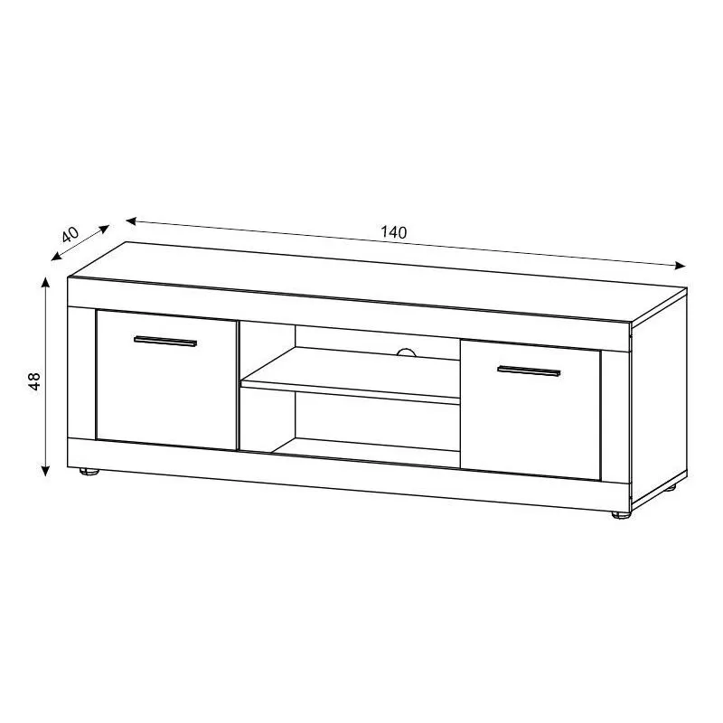 Szafka RTV LUNA 2D 140cm dąb sonoma/biała dwudrzwiowa| sklep MIRAT styl SKANDYNAWSKI kolekcja WM-LUNA