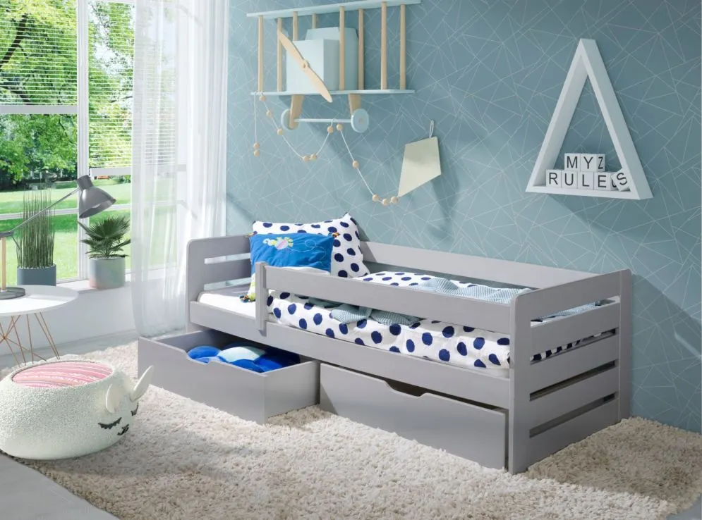 Łóżko dziecięce BLANDA 180x80 szare z dwiema szufladami | MIRAT. w stylu  kolekcja