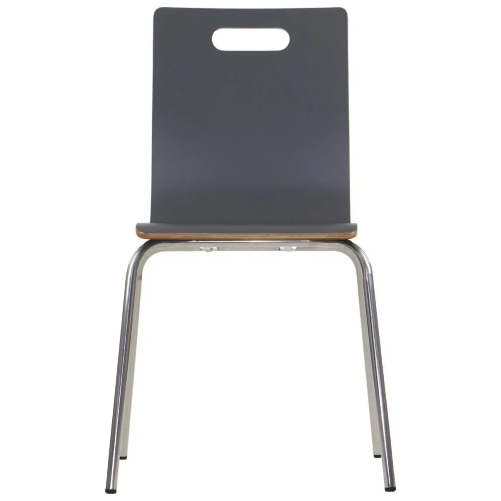 Krzesło ze sklejki laminowanej WERDI A szare/stal nierdzewna z otworem w oparciu I sklep meblowy MIRAT.