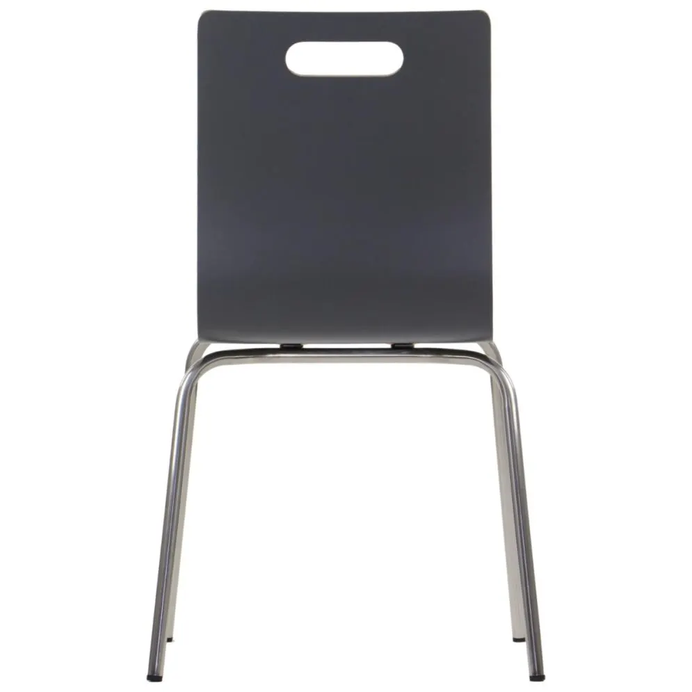 Krzesło ze sklejki laminowanej WERDI A szare/stal nierdzewna z otworem w oparciu I sklep meblowy MIRAT.