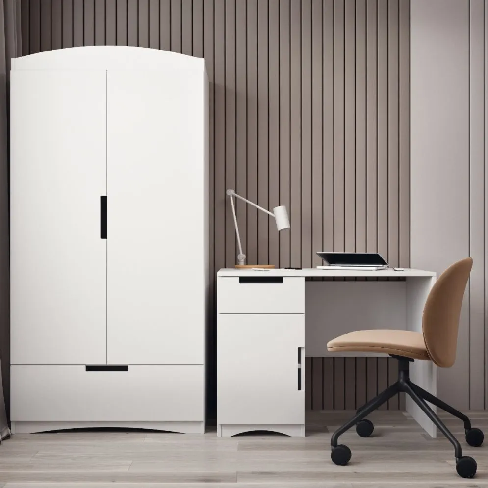 Szafa CLASSIC biała dwudrzwiowa do pokoju dziecięcego | MIRAT.  kolekcja CLASSIC