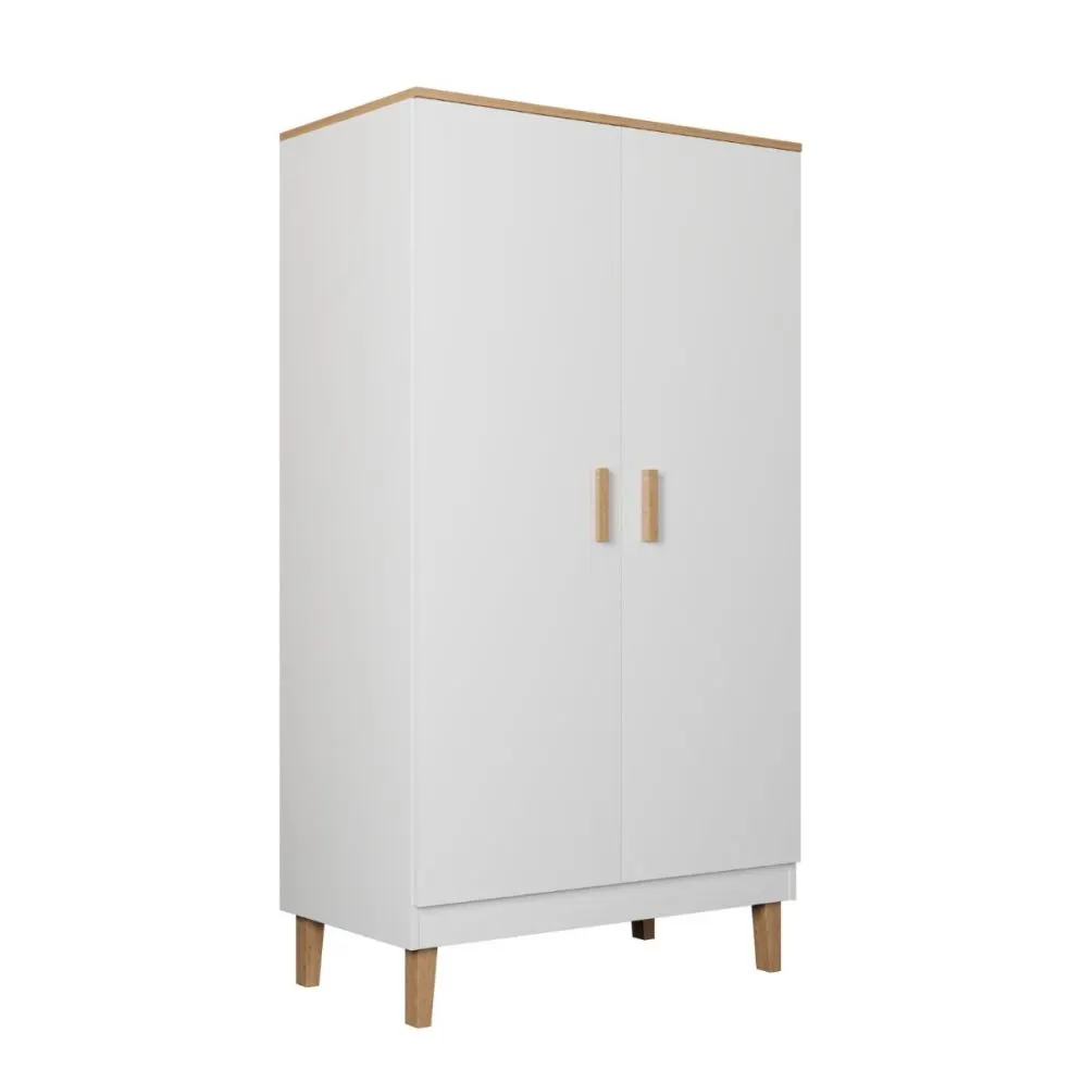 Szafa DENVER biała/hikora dwudrzwiowa do sypialni I sklep meblowy MIRAT. styl SKANDYNAWSKI kolekcja DENVER