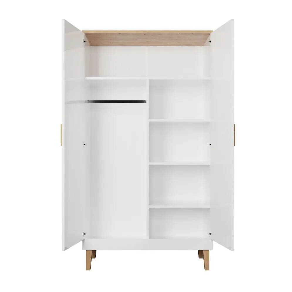 Szafa DENVER biała/hikora dwudrzwiowa do sypialni I sklep meblowy MIRAT. styl SKANDYNAWSKI kolekcja DENVER