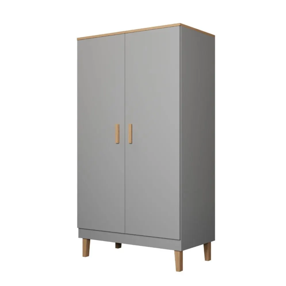 Szafa DENVER szara/hikora z półkami i drążkiem I sklep meblowy MIRAT. styl SKANDYNAWSKI kolekcja DENVER