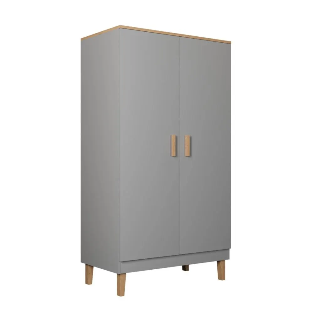 Szafa DENVER szara/hikora z półkami i drążkiem I sklep meblowy MIRAT. styl SKANDYNAWSKI kolekcja DENVER