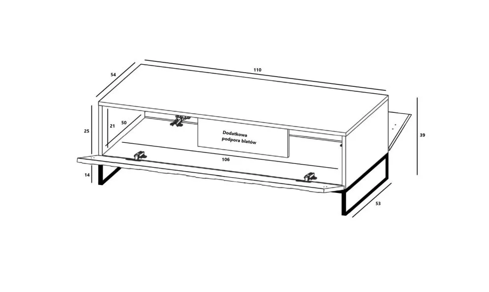 Stolik kawowy TAL 3D 110x54cm biały mat nowoczesny I sklep meblowy MIRAT. styl LOFT, RYFLOWANY kolekcja TAL