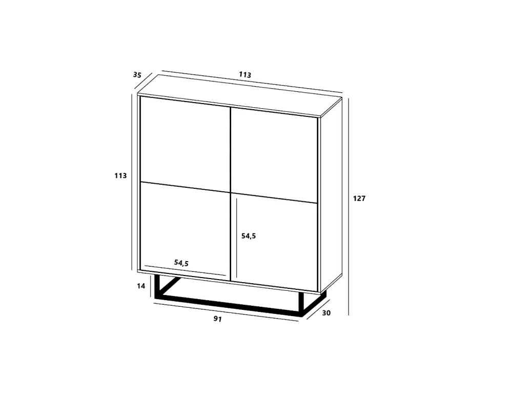 Komoda NILA 4D 113 dąb wotan/grafit mat czterodrzwiowa | MIRAT. styl LOFT kolekcja NILA