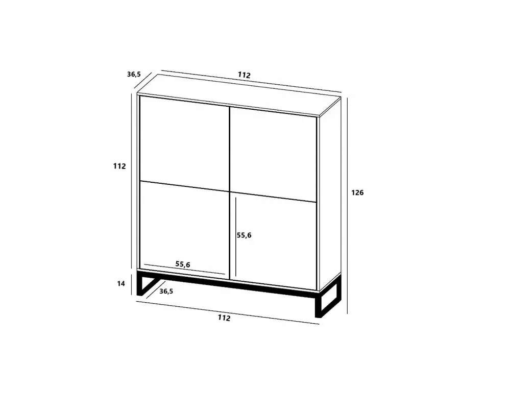 Komoda TAL 4D 112 biała mat MEBLE LINDNER | MIRAT. styl RYFLOWANY kolekcja TAL
