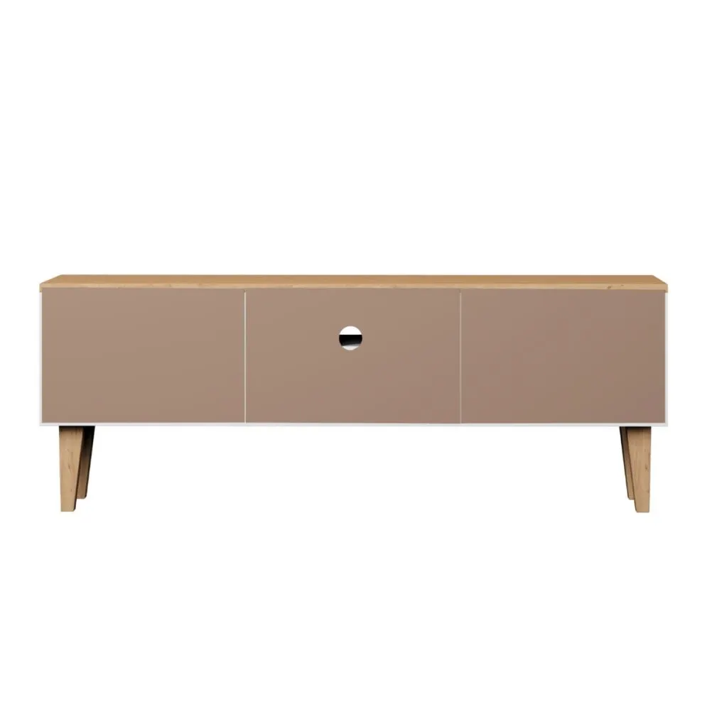 Szafka RTV DENVER 120 biała/hikora pod telewizor I sklep meblowy MIRAT. styl SKANDYNAWSKI kolekcja DENVER