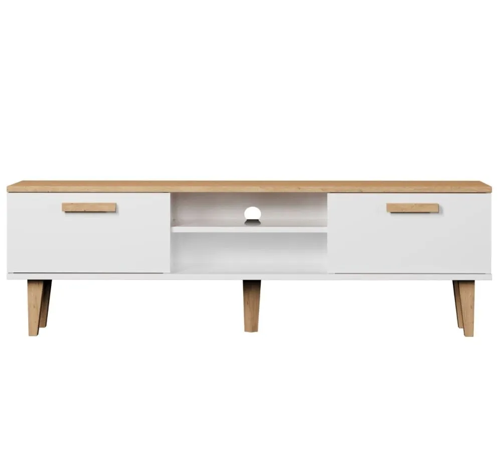 Szafka RTV DENVER 160 biała/hikora do salonu I sklep meblowy MIRAT. styl SKANDYNAWSKI kolekcja DENVER
