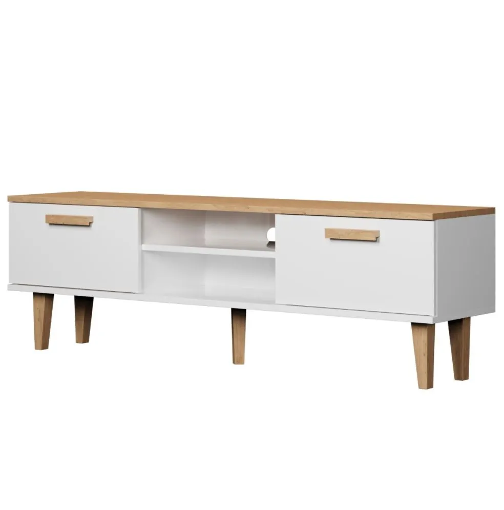 Szafka RTV DENVER 160 biała/hikora do salonu I sklep meblowy MIRAT. styl SKANDYNAWSKI kolekcja DENVER