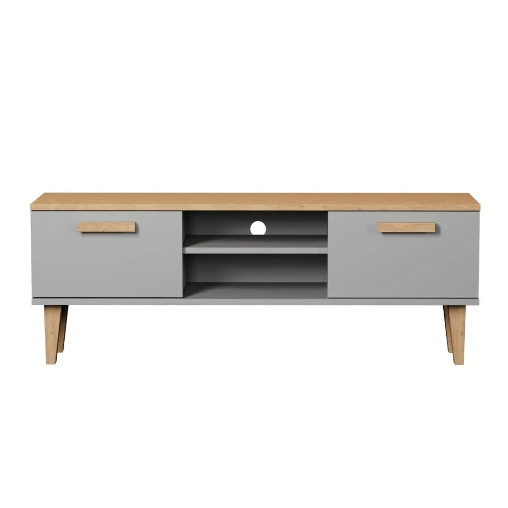 Szafka RTV DENVER 120 szara/hikora w stylu skandynawskim I sklep meblowy MIRAT. styl SKANDYNAWSKI kolekcja DENVER