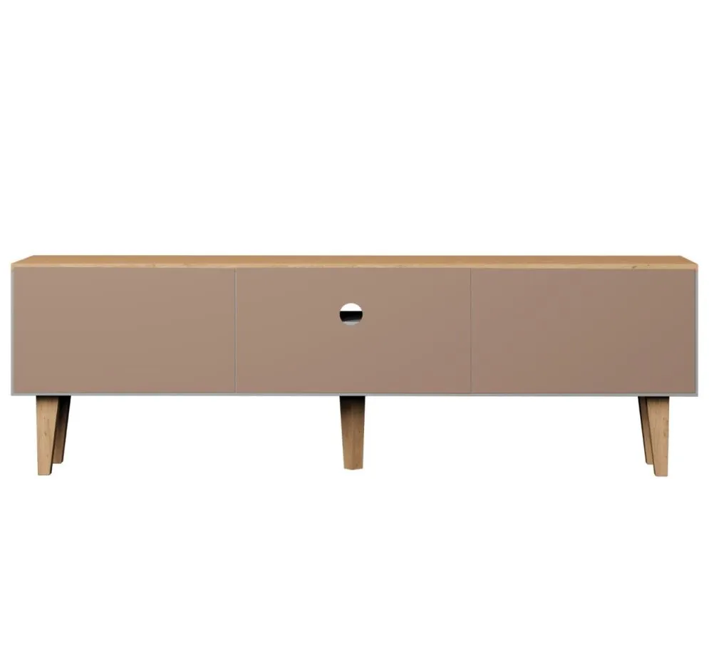 Szafka RTV DENVER 160 szara/hikora z półką I sklep meblowy MIRAT. styl SKANDYNAWSKI kolekcja DENVER