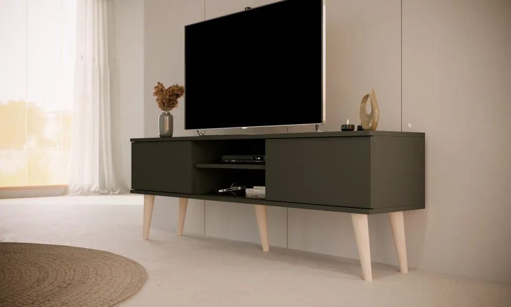 Szafka RTV TORONTO 160 czarna w stylu skandynawskim I sklep meblowy MIRAT. styl SKANDYNAWSKI