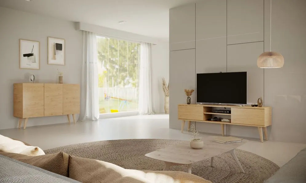 Szafka RTV TORONTO 160 dąb artisan nowoczesna I sklep meblowy MIRAT. styl SKANDYNAWSKI