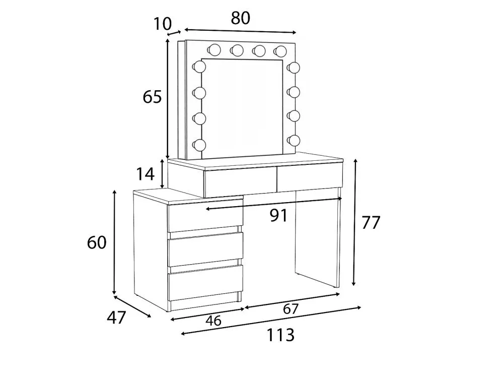 Toaletka CAVIA dąb craft z lustrem i kontenerkiem | MIRAT.