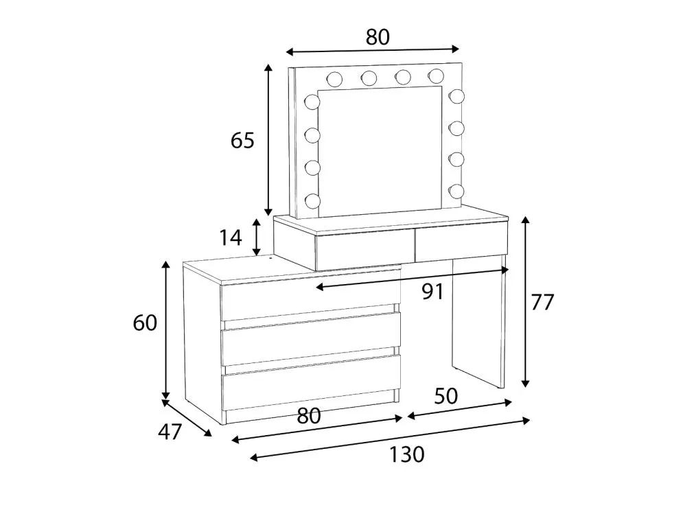 Toaletka OVIS dąb sonoma z lustrem i kontenerkiem | MIRAT. styl SKANDYNAWSKI