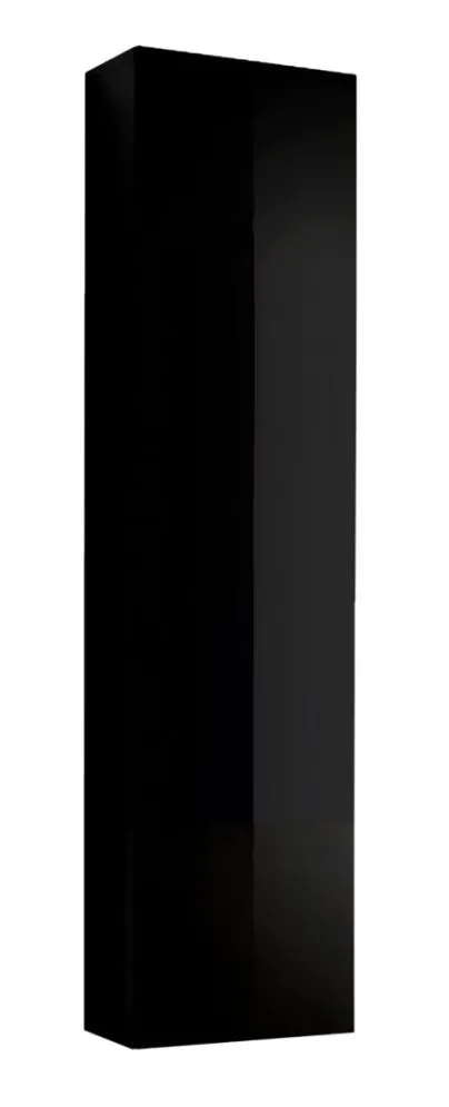 Meblościanka FLY M1 czarna w wysokim połysku z biokominkiem i półkami | MIRAT.  kolekcja FLY