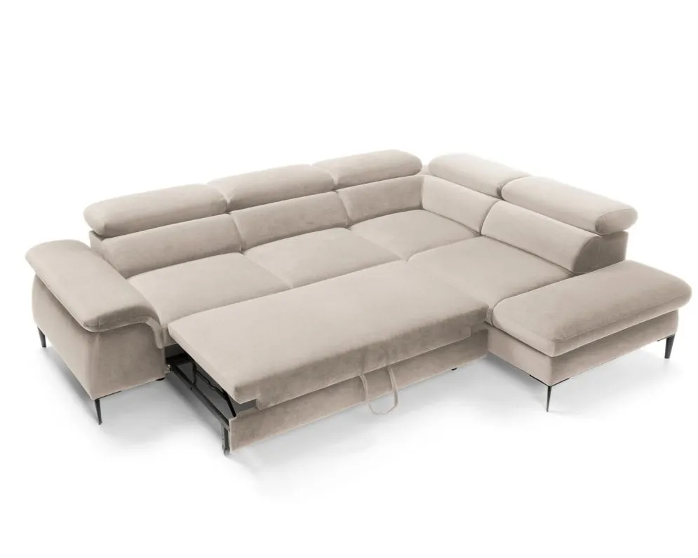 Narożnik z funkcją spania SIMON L jasny beżowy prawy/lewy I sklep meblowy MIRAT.