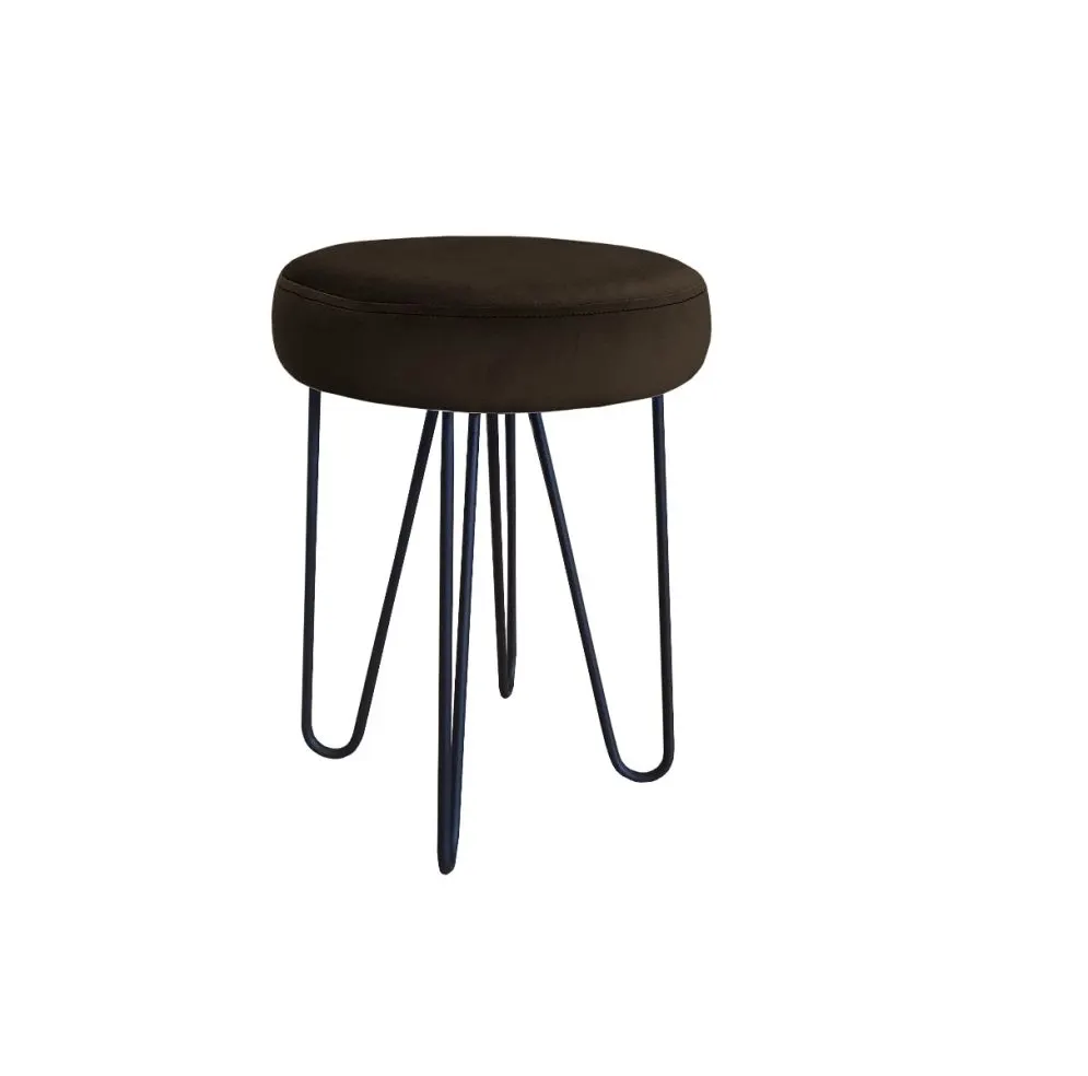 Taboret TORIN 2 MG VELVET brązowy na metalowych nogach | MIRAT.