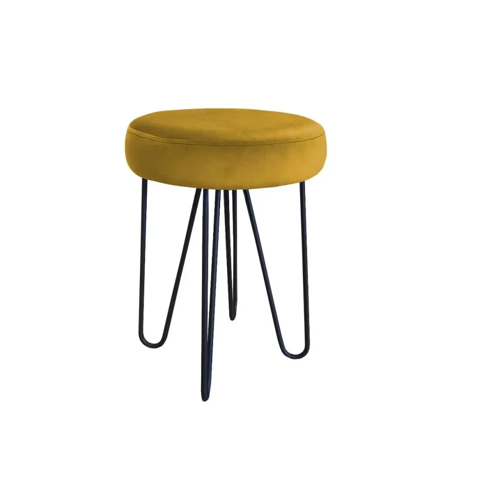 Taboret TORIN 2 MG VELVET żółty na metalowych nogach | MIRAT.