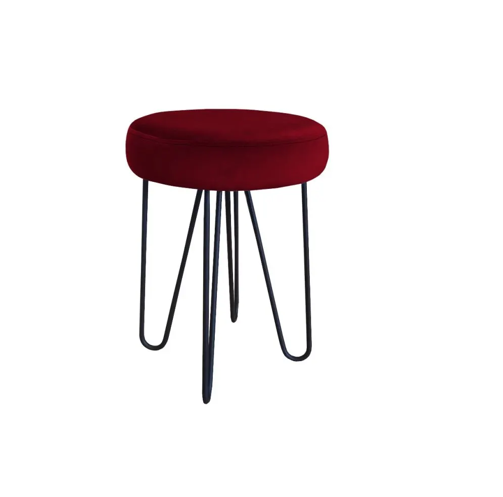Taboret TORIN 2 MG VELVET bordowy na metalowych nogach | MIRAT.