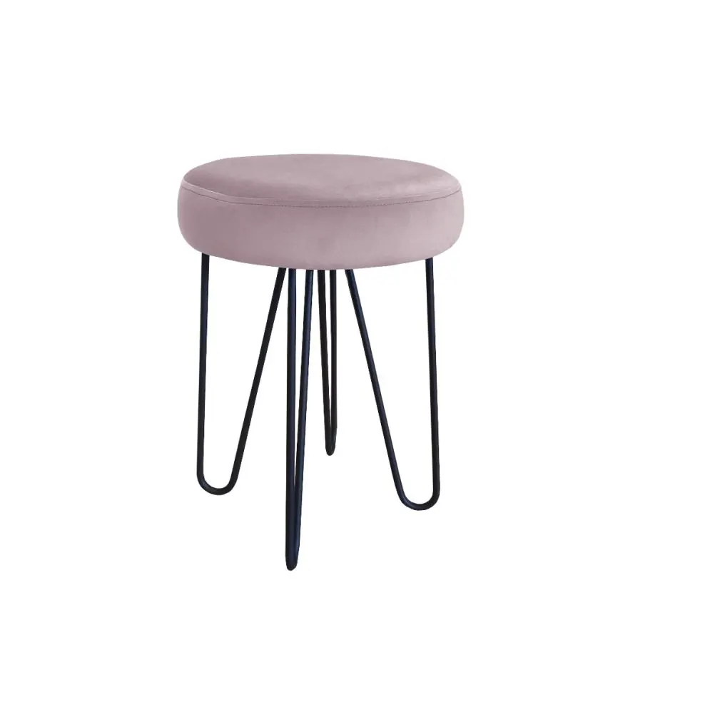 Taboret TORIN 2 MG VELVET jasnoróżowy na metalowych nogach | MIRAT.