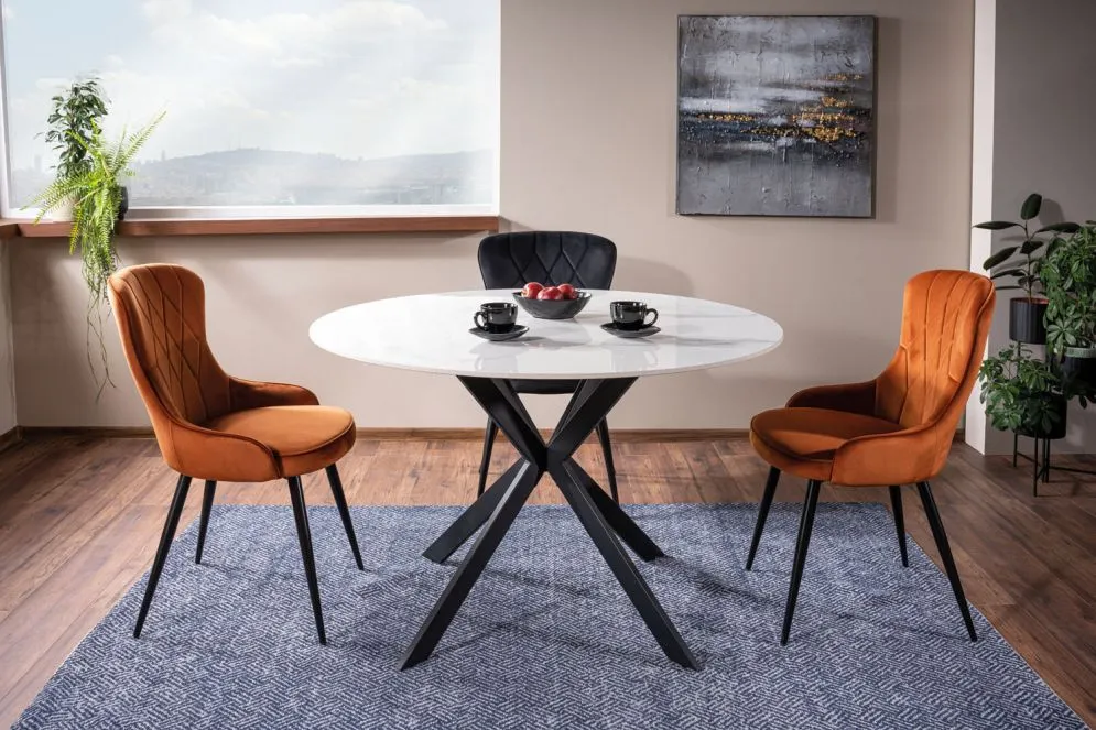 Stół okrągły TALIA 120x120 biały/czarny I sklep meblowy MIRAT. styl LOFT