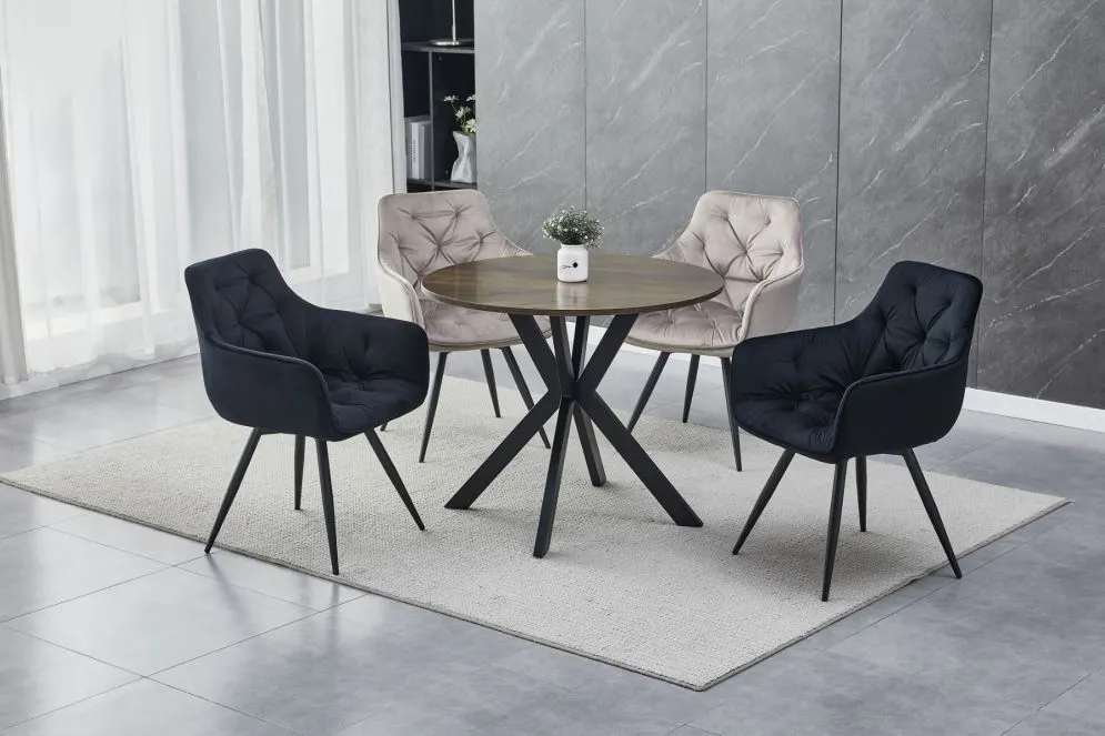 Stół okrągły TALIA II 90x90 orzech/czarny mały do kuchni I sklep meblowy MIRAT. styl LOFT