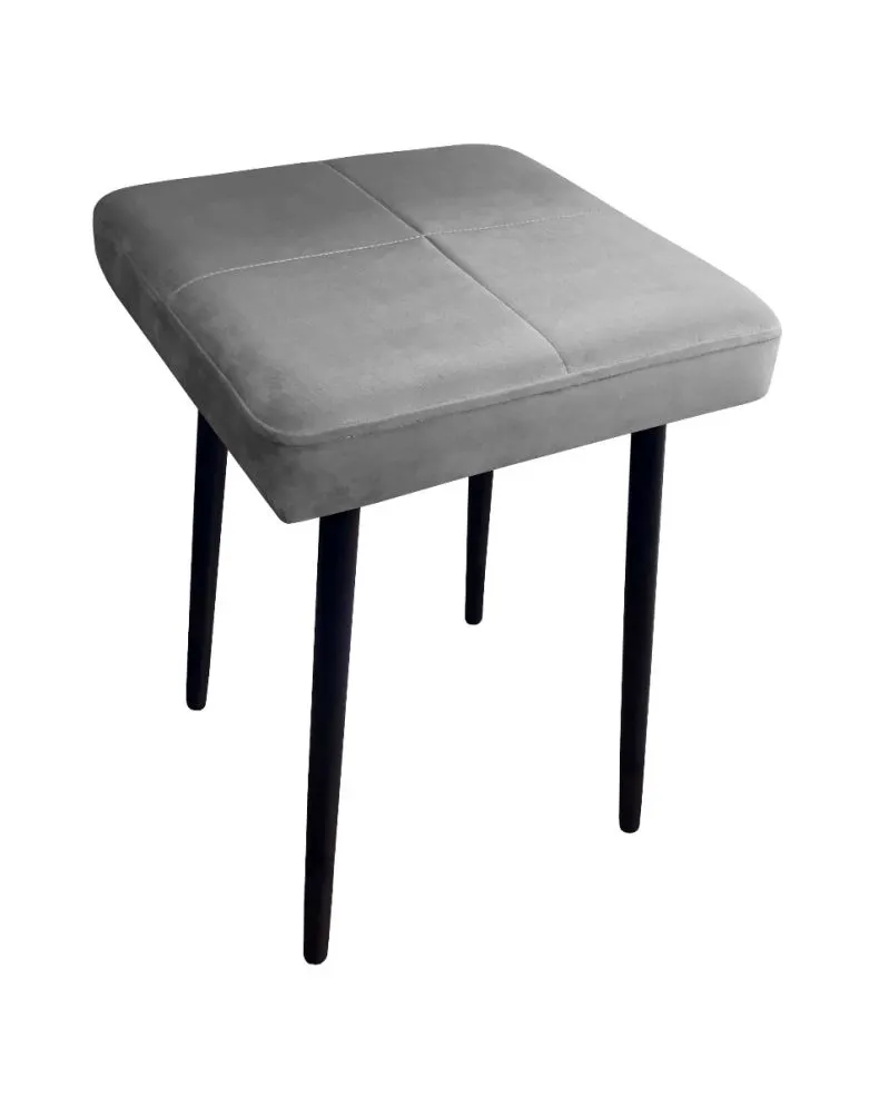 Taboret SQUARE MG VELVET szary na metalowych nogach | MIRAT.