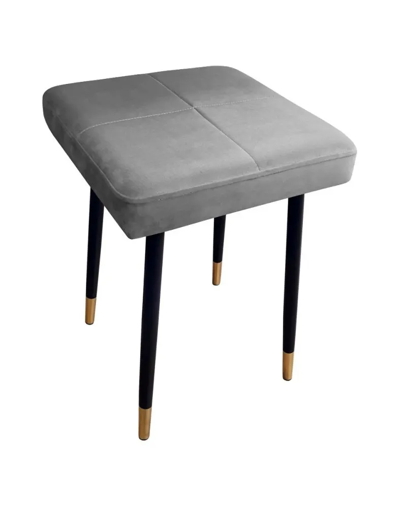 Taboret SQUARE 2 MG VELVET szary na metalowych nogach | MIRAT.