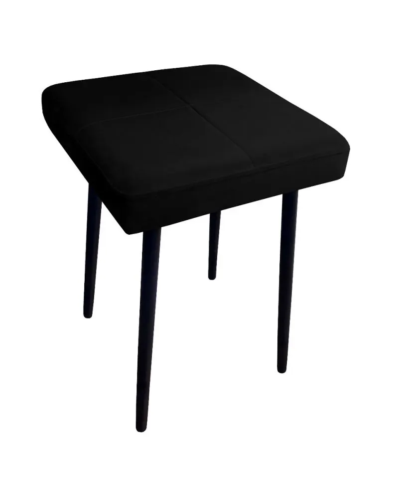 Taboret SQUARE MG VELVET czarny na metalowych nogach | MIRAT.