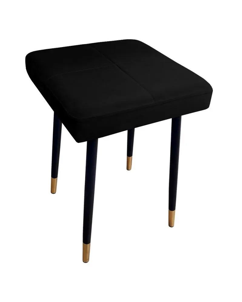 Taboret SQUARE 2 MG VELVET czarny na metalowych nogach | MIRAT.