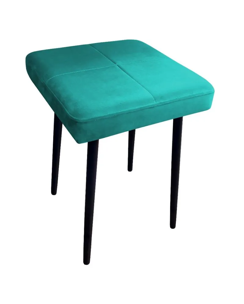 Taboret SQUARE MG VELVET morski na metalowych nogach | MIRAT.