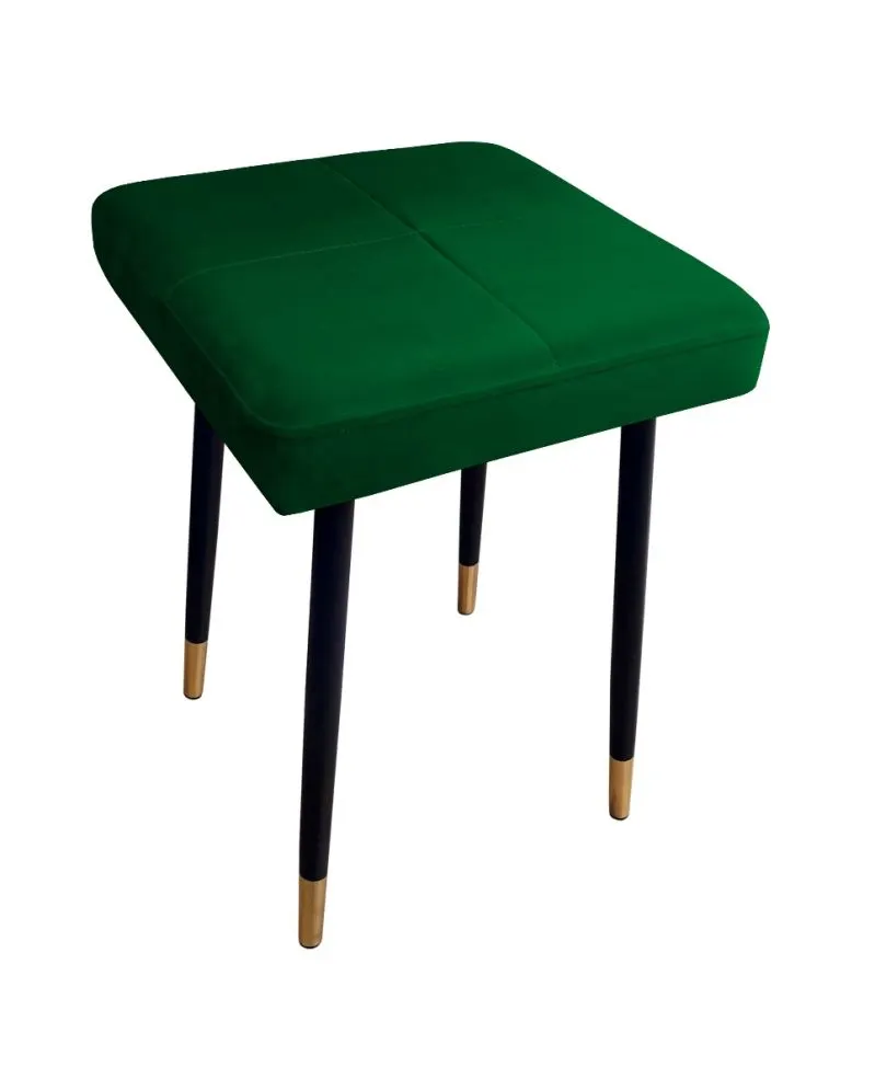 Taboret SQUARE 2 MG VELVET zielony na metalowych nogach | MIRAT.