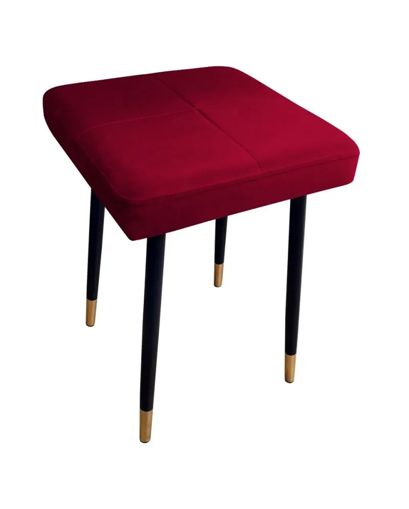 Taboret SQUARE 2 MG VELVET bordowy na metalowych nogach | MIRAT.
