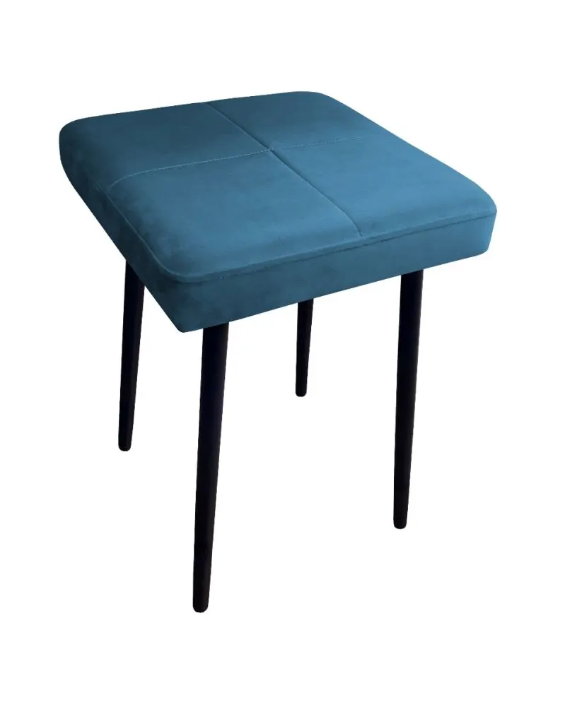 Taboret SQUARE MG VELVET ciemno niebieski na metalowych nogach | MIRAT.