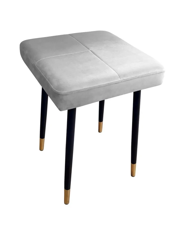Taboret SQUARE 2 MG VELVET jasno szary na metalowych nogach | MIRAT.