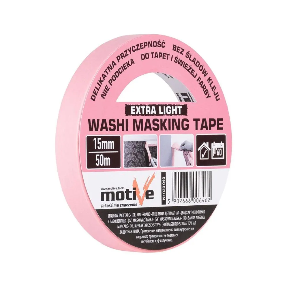 Taśma maskująca washi 15mm/50m extra Motive | MIRAT