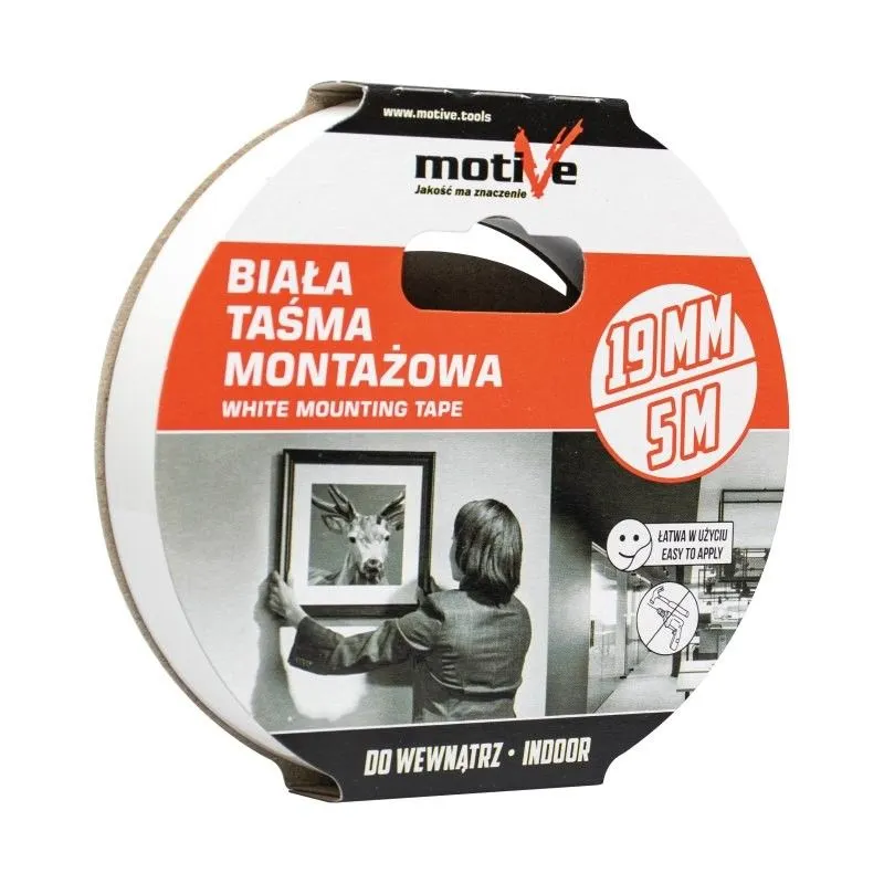 Taśma montażowa biała 19mm/5m Motive | MIRAT