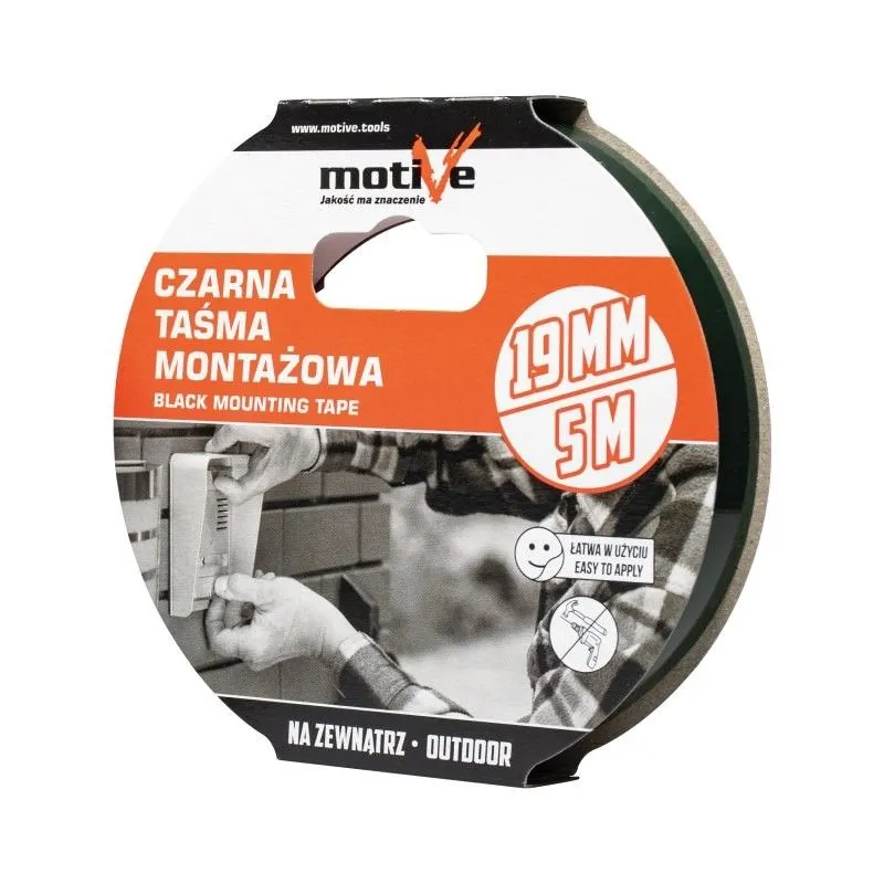 Taśma montażowa czarna 19mm/5m Motive | MIRAT