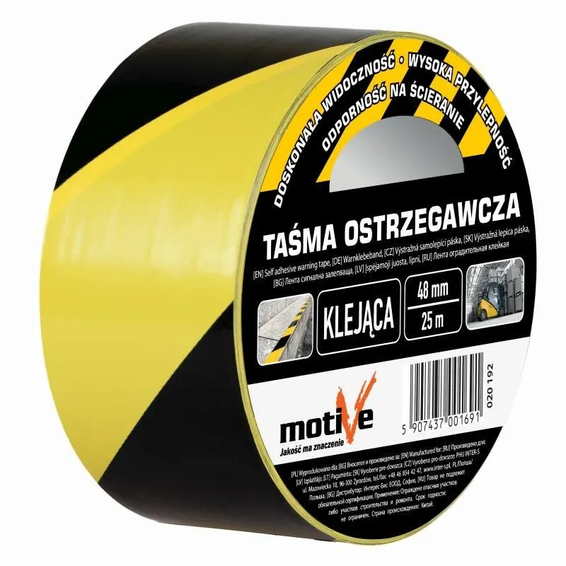 Taśma ostrzegawcza klejąca żółto-czarnaMotive | MIRAT