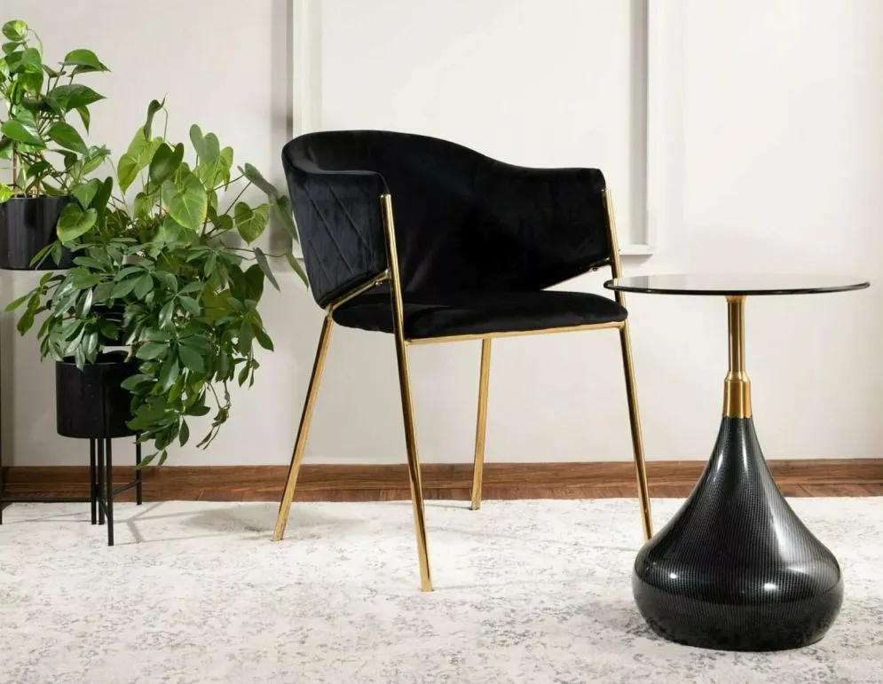 Stolik kawowy TAURUS 40x40 czarny/złoty do salonu glamour I sklep meblowy MIRAT. styl GLAMOUR