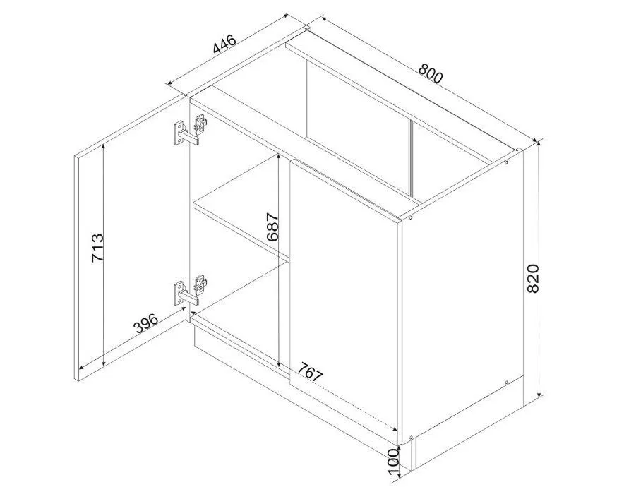 Szafka kuchenna stojąca GIANNA D80 biała alaska/dąb artisan dwudrzwiowa I sklep meblowy MIRAT. styl SKANDYNAWSKI