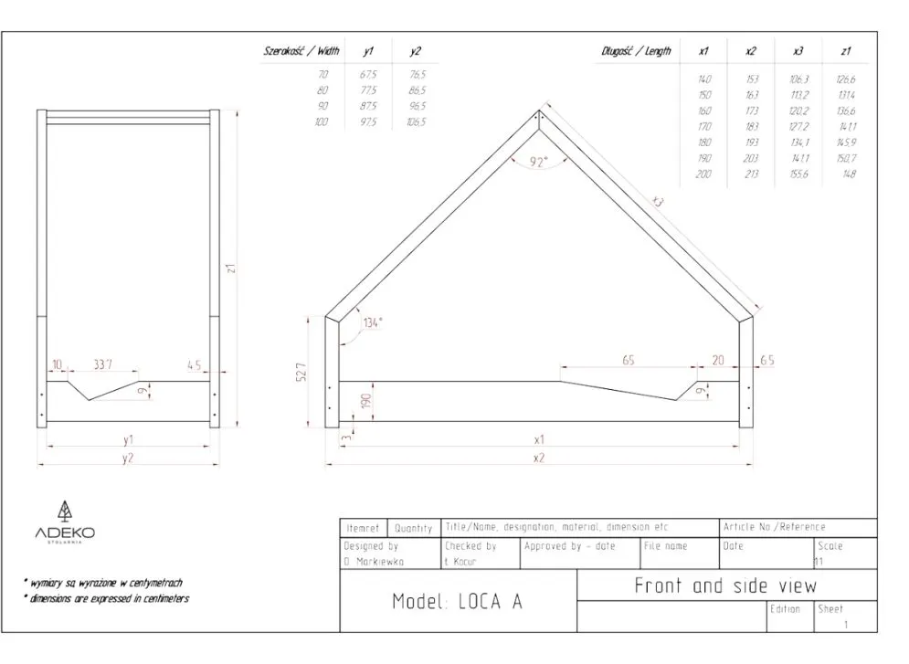 Łóżko dziecięce LOCA A 70x160 sosna domek | MIRAT. w stylu kolekcja LOCA