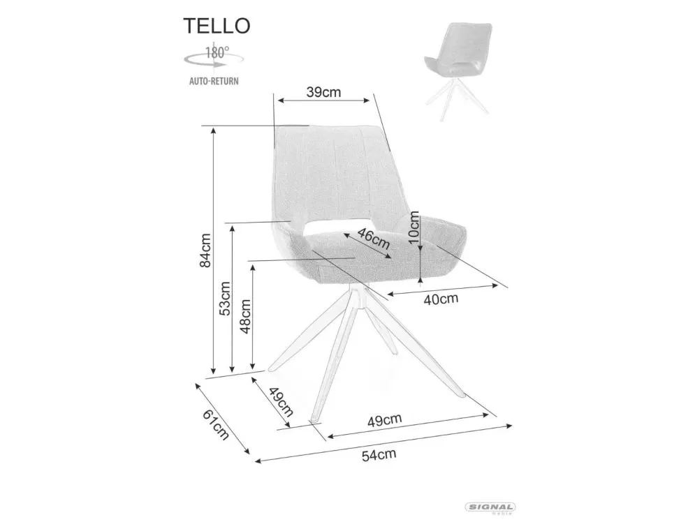 Nowoczesne krzesło Tello szare obracane do salonu | MIRAT styl LOFT