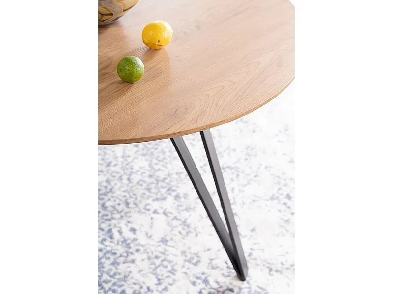 Stół okrągły TETIS dąb/czarny na metalowych nogach | MIRAT. styl LOFT