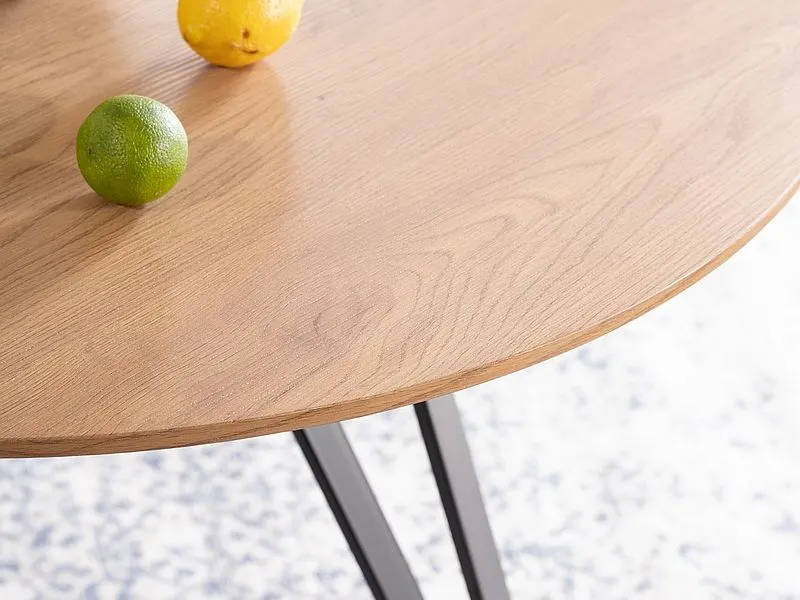 Stół okrągły TETIS dąb/czarny na metalowych nogach | MIRAT. styl LOFT