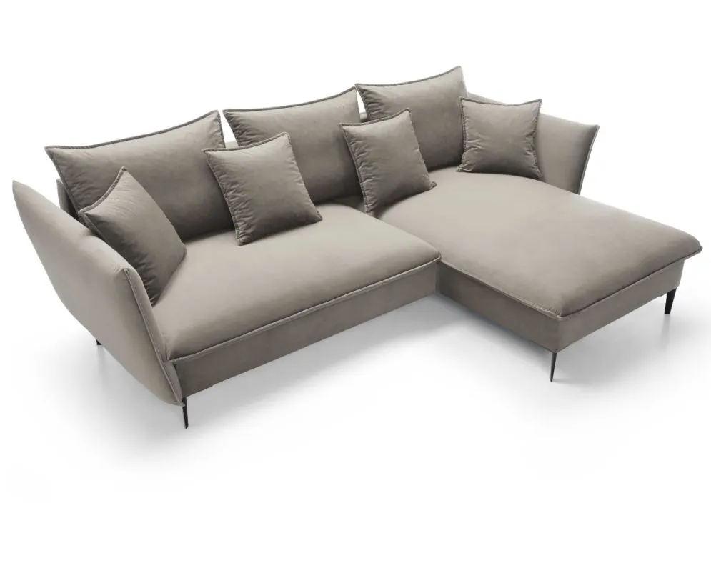 Narożnik z funkcją spania BOSS beżowy welurowy I sklep meblowy MIRAT.